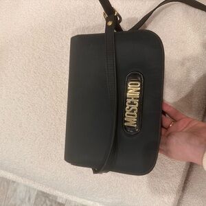 Vintage moschino Black nylon and leather Bag with Gold Logo - inner tag missing